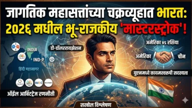 A digital illustration showing India's prime minister at a global summit surrounded by world leaders, symbolizing India's leadership in the Global South 2026.